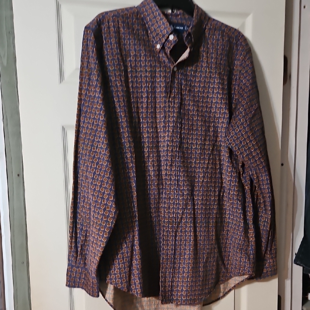 Ralph Lauren burgundy  Button Down Shirt with Geometric Pattern & Long Sleeves